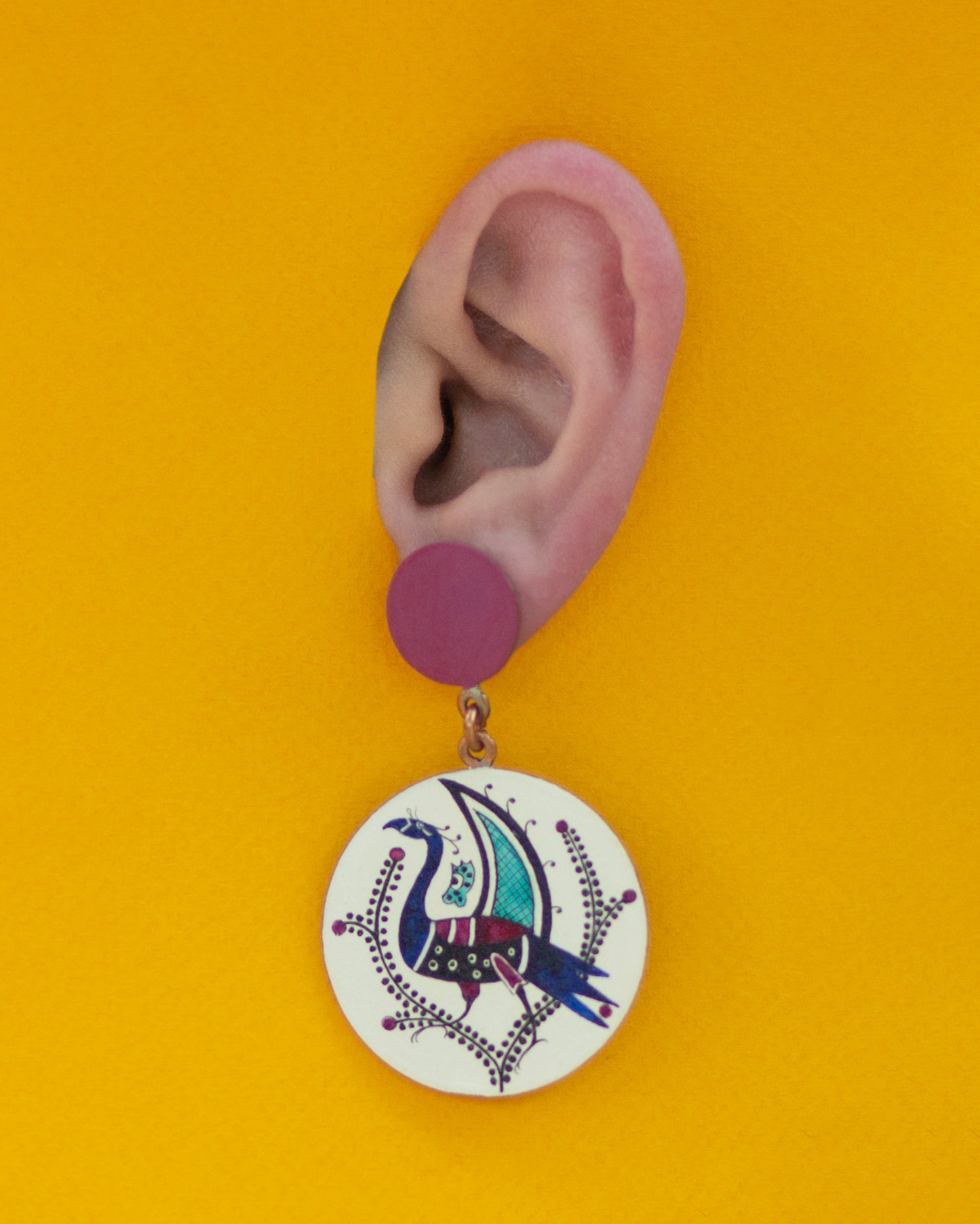 Pink Peacock Earrings
