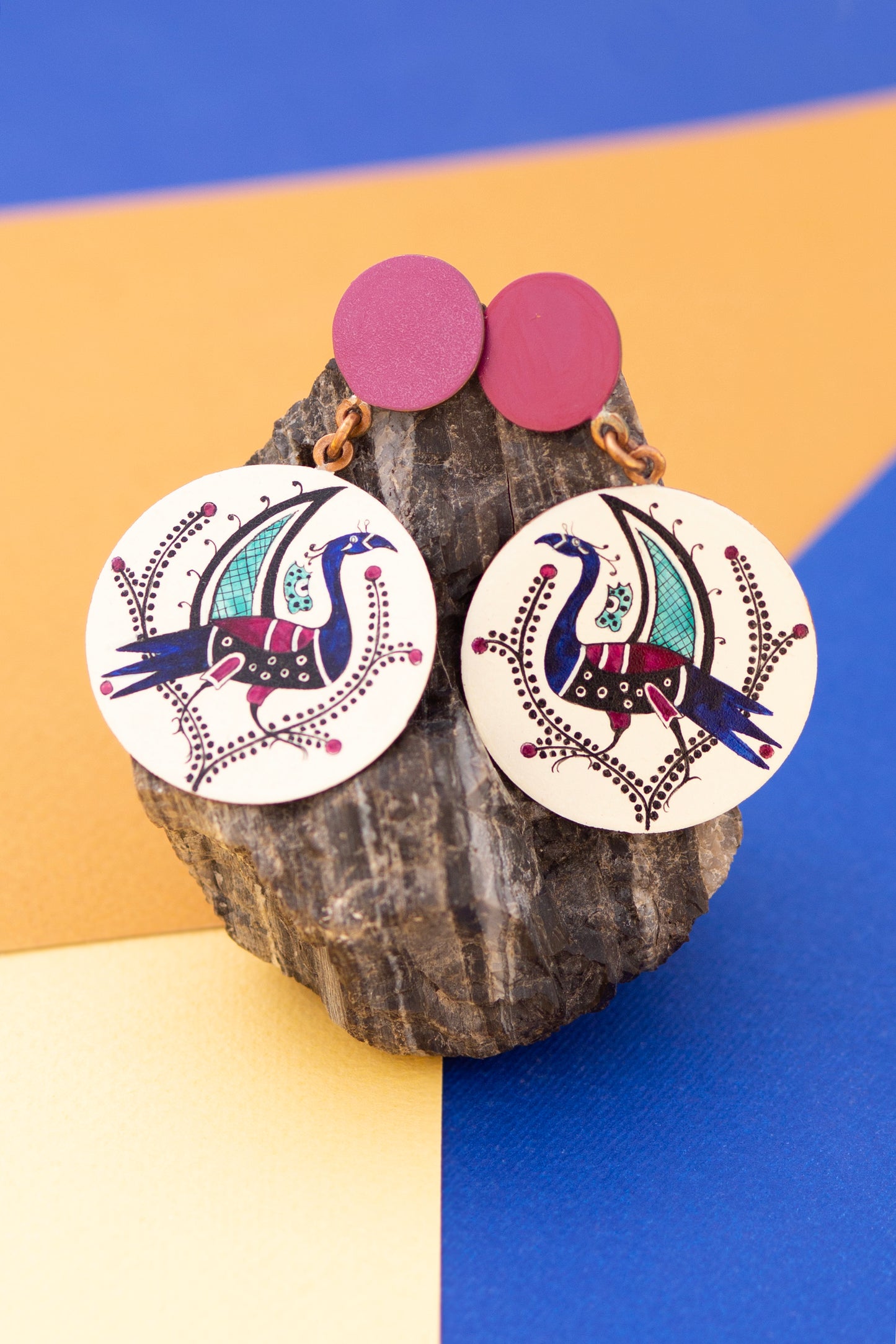 Pink Peacock Earrings